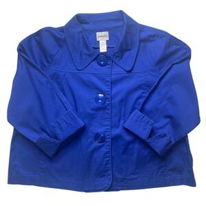 CHICO'S Classic Jacket Royal Blue Office Collar Feminine Girly Size 2 Large 12